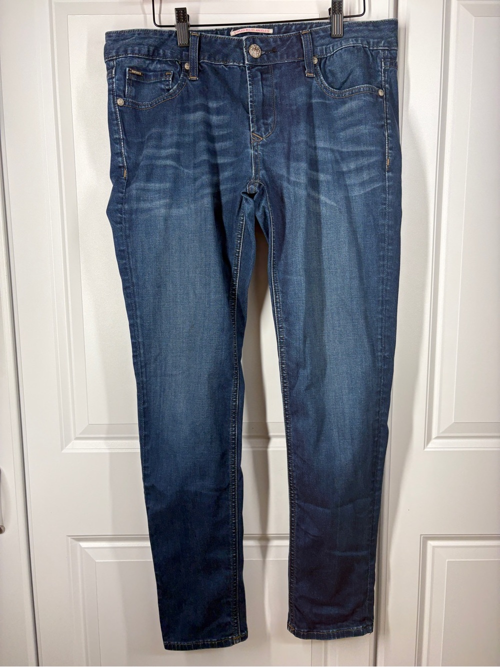 ReRock for Express Skinny Jeans Embroidered Pockets Blue Wash Size 10